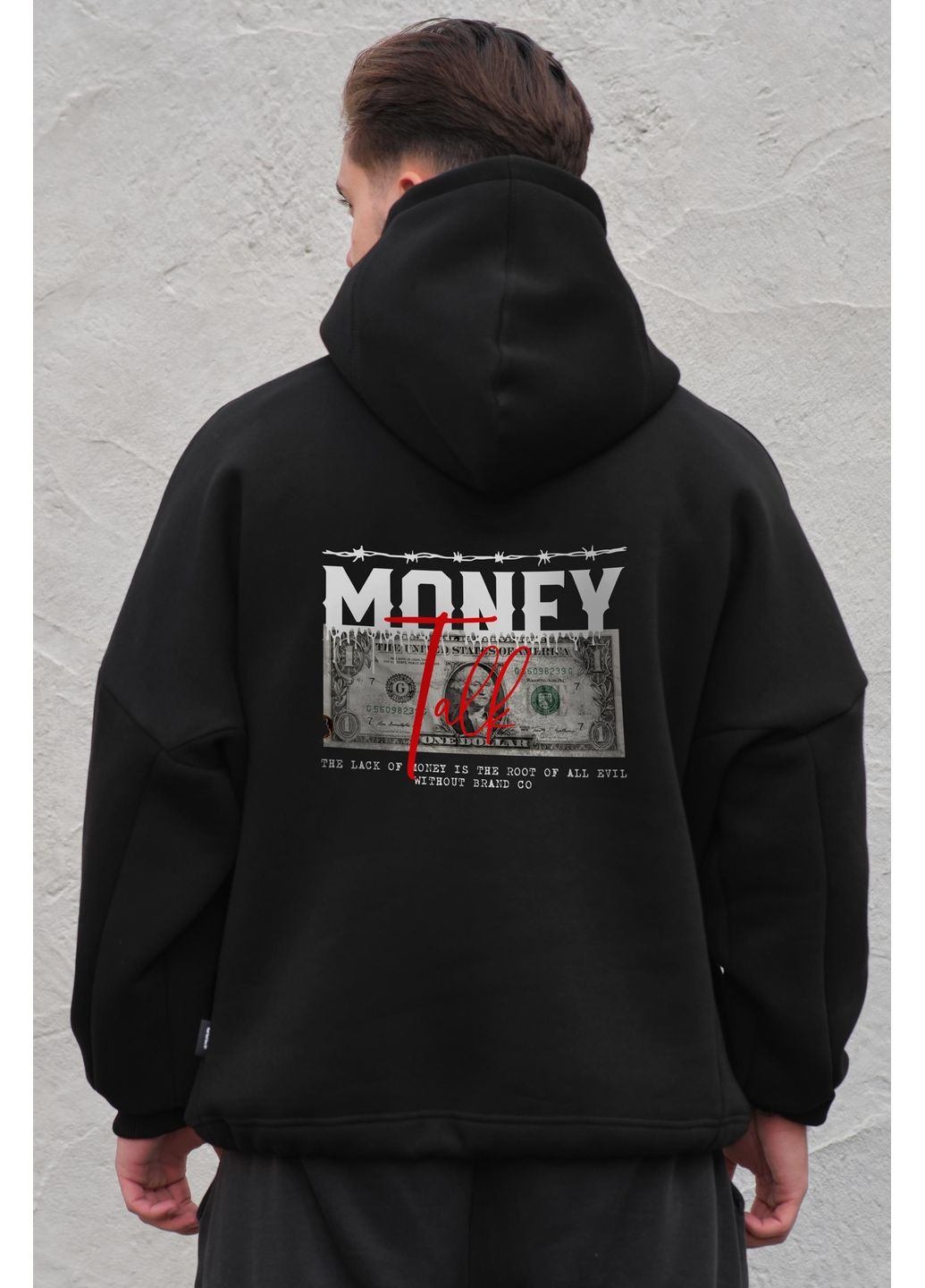 Чоловіче Оверсайз Худі Толстовка На Флісі З Капюшоном І Принтом Talk Without (355802493)