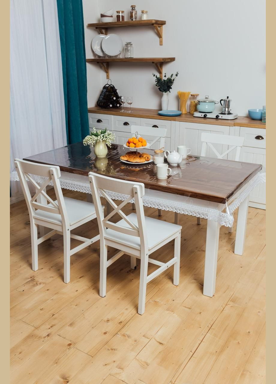 Силиконовая скатерть Белая Кружева 205*105см Royal House (315144632)