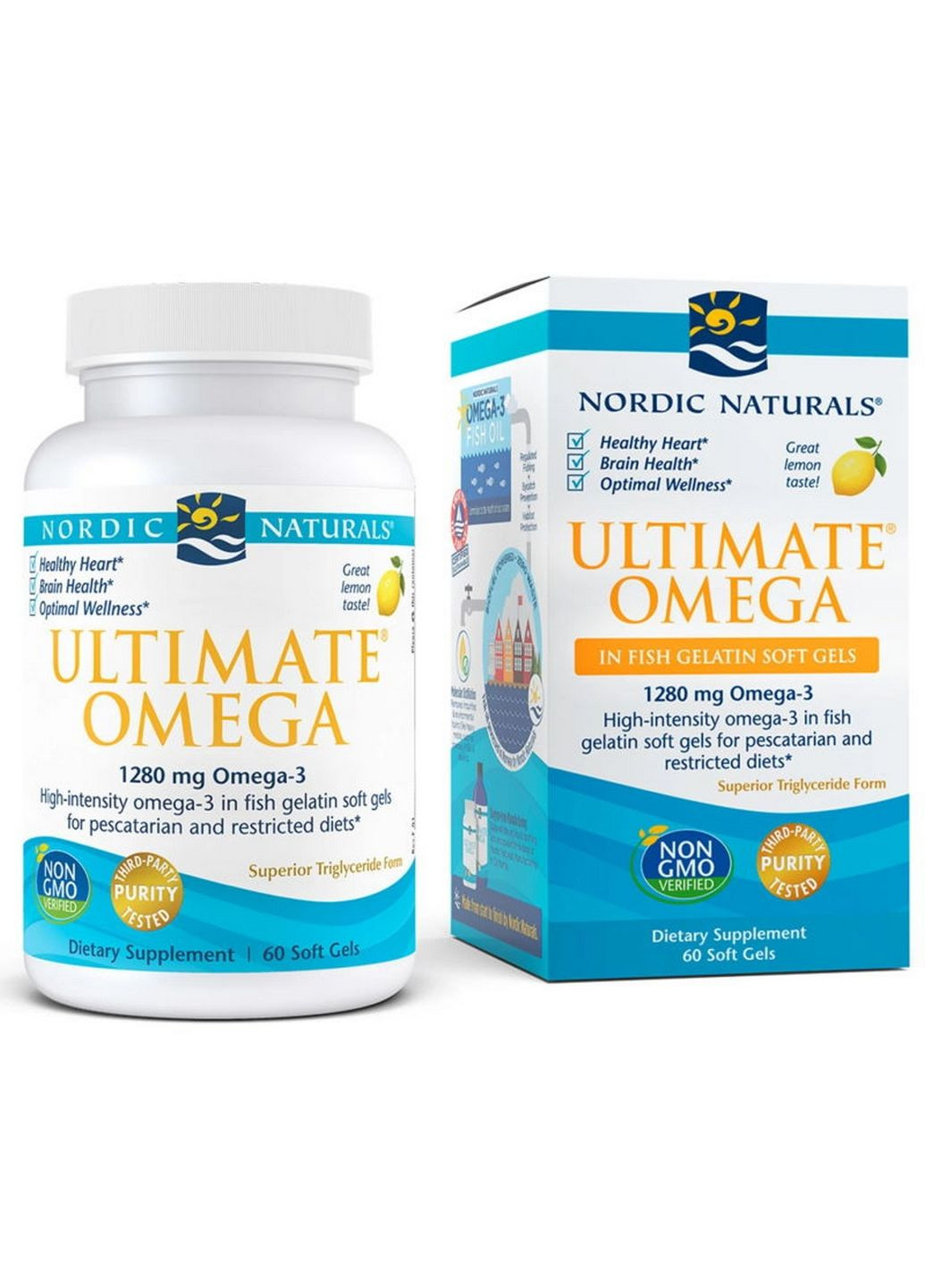 Жирні кислоти Ultimate Omega, 60 рибних капсул Nordic Naturals (293343148)
