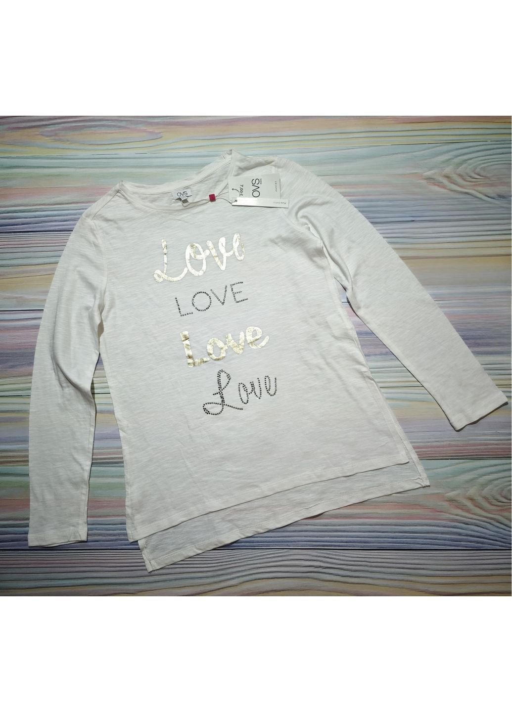 Белый демисезонный повседневный лонгслив OVS с надписями