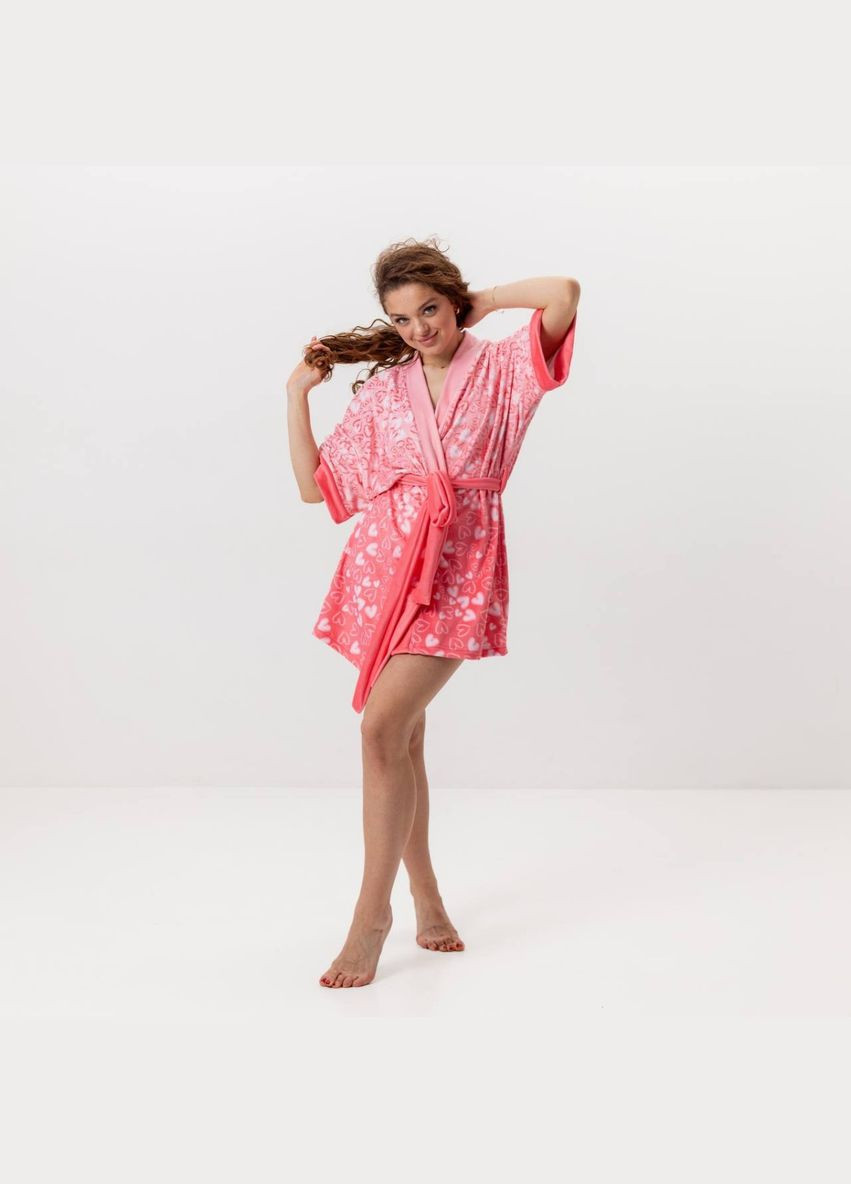 Халат женский из плюшевого велюра Нежные сердечки 3427_XL 15994 XL FlexDress (336767194)