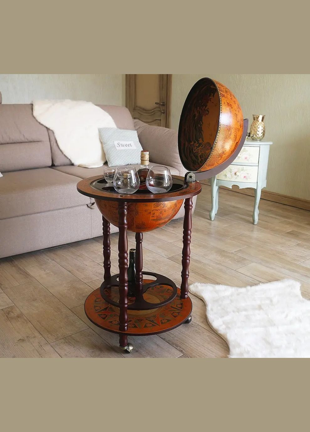 Глобус бар большой напольный в кабинет карта мира элитный подарок мужу на годовщину | Диаметр сферы 36 см Handmade 36001R (346085179)