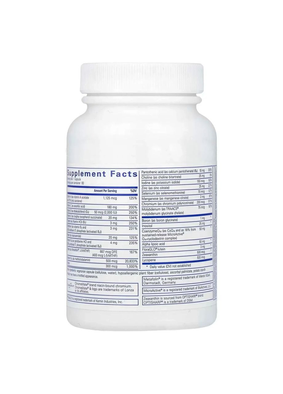 Мультивітаміни та мінерали (O.N.E Multivitamin) 1 на день 60 капсул Pure Encapsulations (361115426)