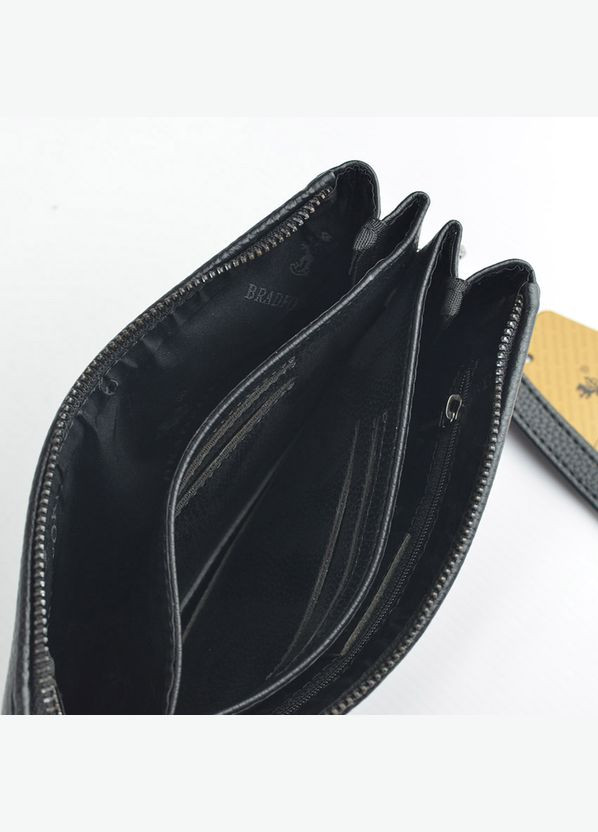 Чорна чоловіча шкіряна маленька сумка клатч на блискавці з довгим ремінцем через плече Bradford (292404335)
