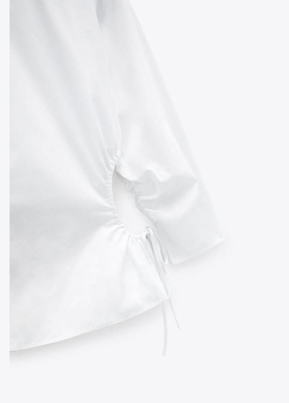 Біла біла бавовняна сорочка блузка з вирізами Zara