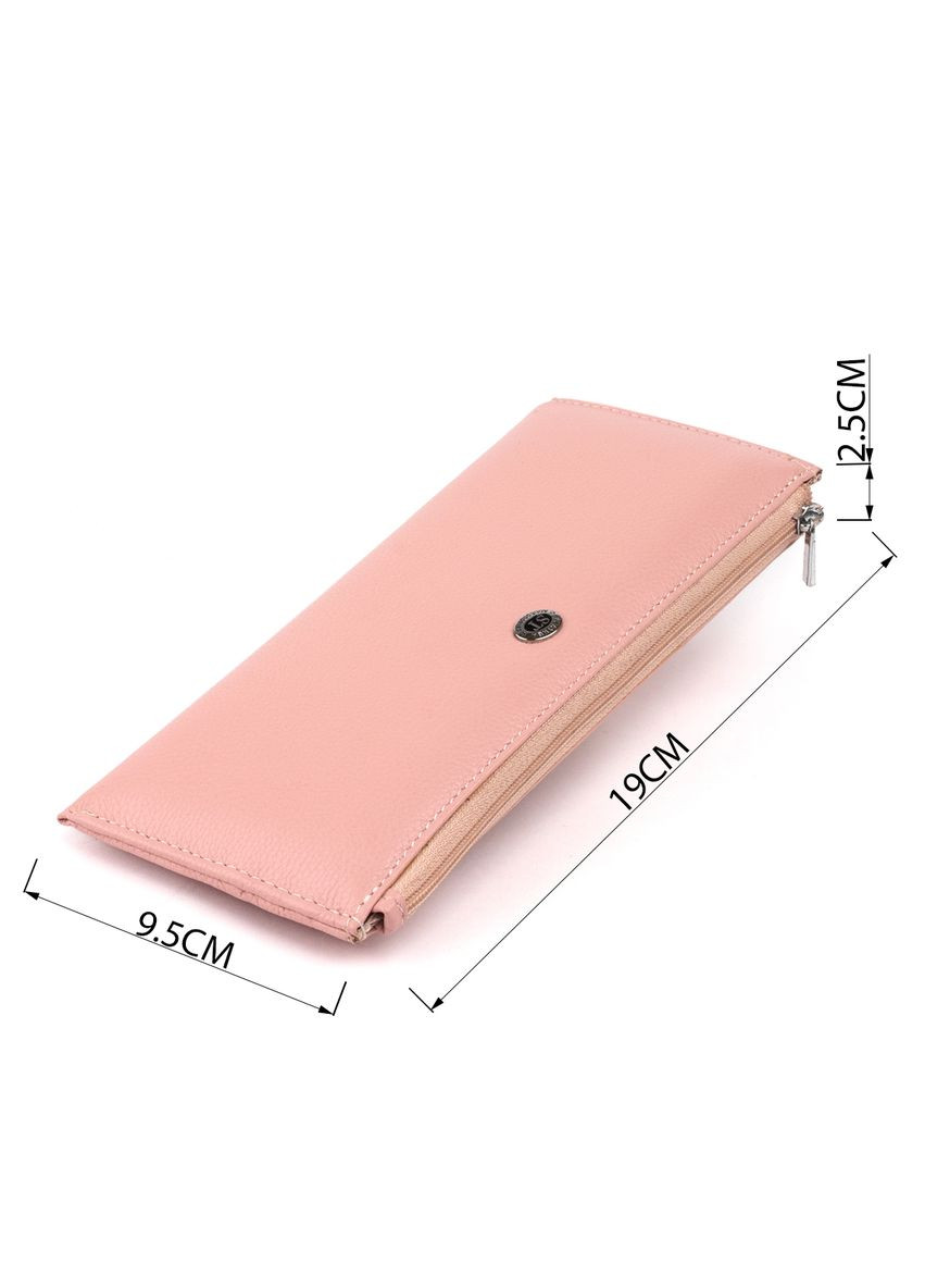 Горизонтальний тонкий гаманець зі шкіри жіночий рожевий 19325 st leather (329198486)