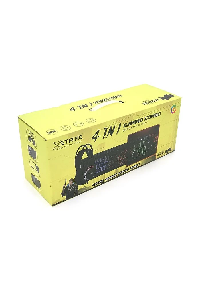 Набір 4 в 1 XS-2030, Навушники+ клавіатура+ мишка+ килимок, Black, Box Xstrike (377887085)