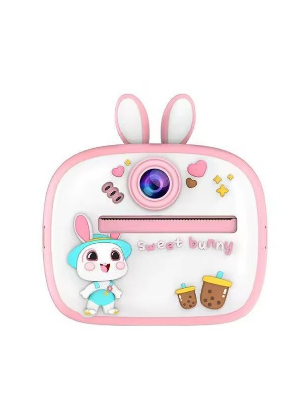 Фотоаппарат мгновенной печати детский Кролик на 48 Мг с фронтальной камерой Розовый (479) No Brand (338222868)