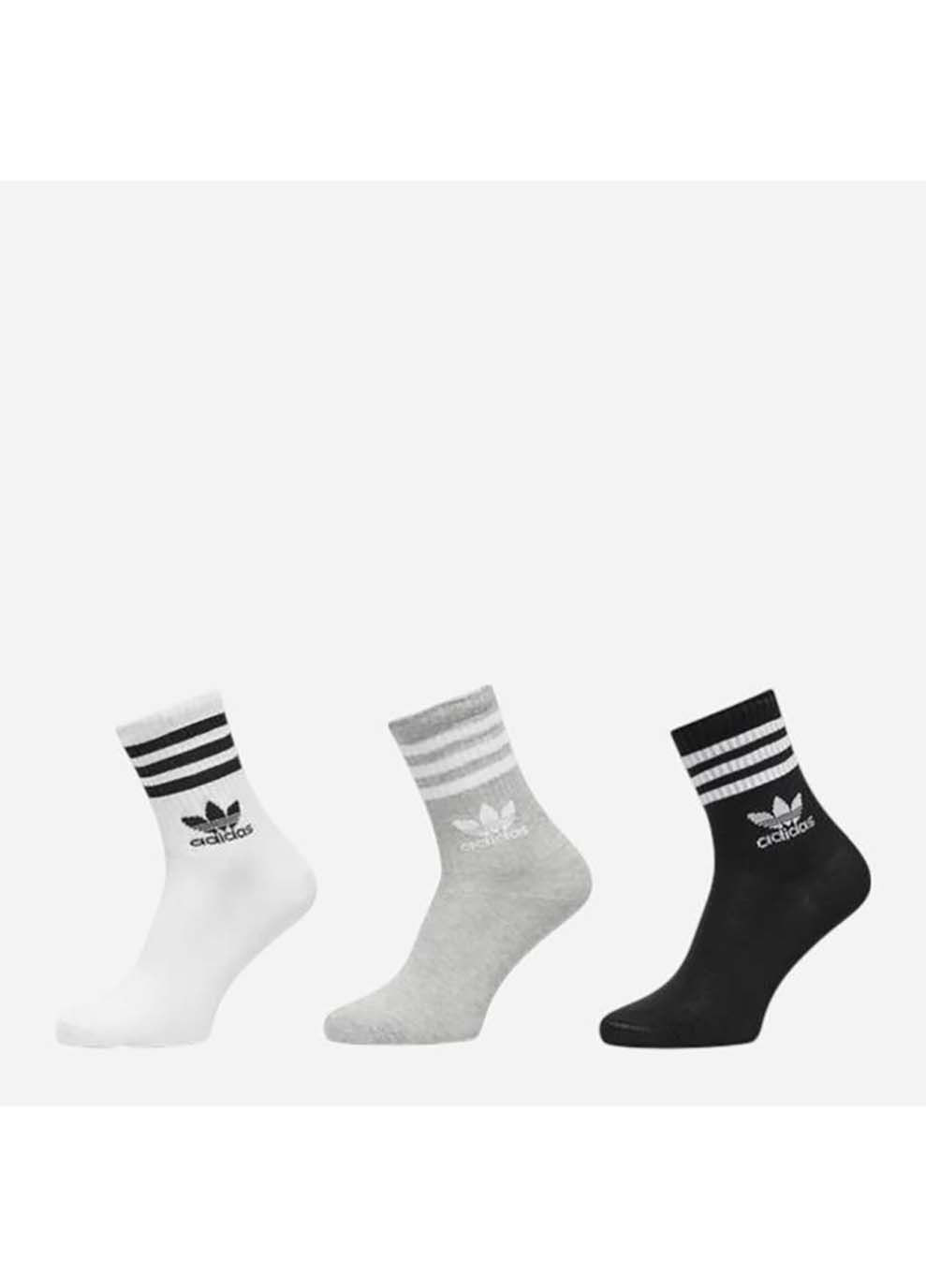 Комбіновані шкарпетки crew sock 3str білий сірий, чорний adidas однотонні (367591963)