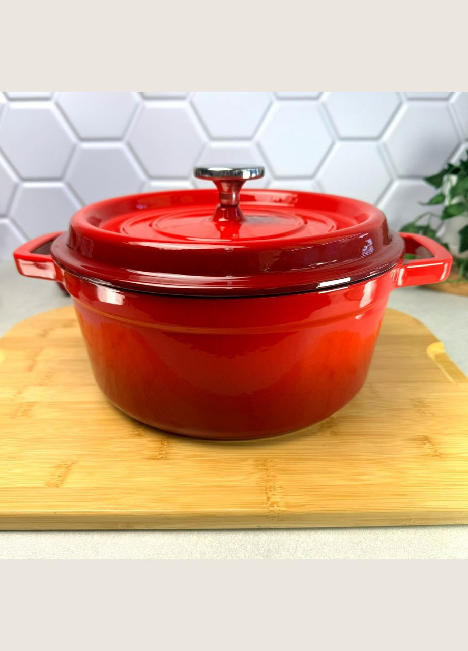 Чугунная кастрюля 4.8 л Красная Essen для всех плит с чугунной крышкой Ringel (303211585)