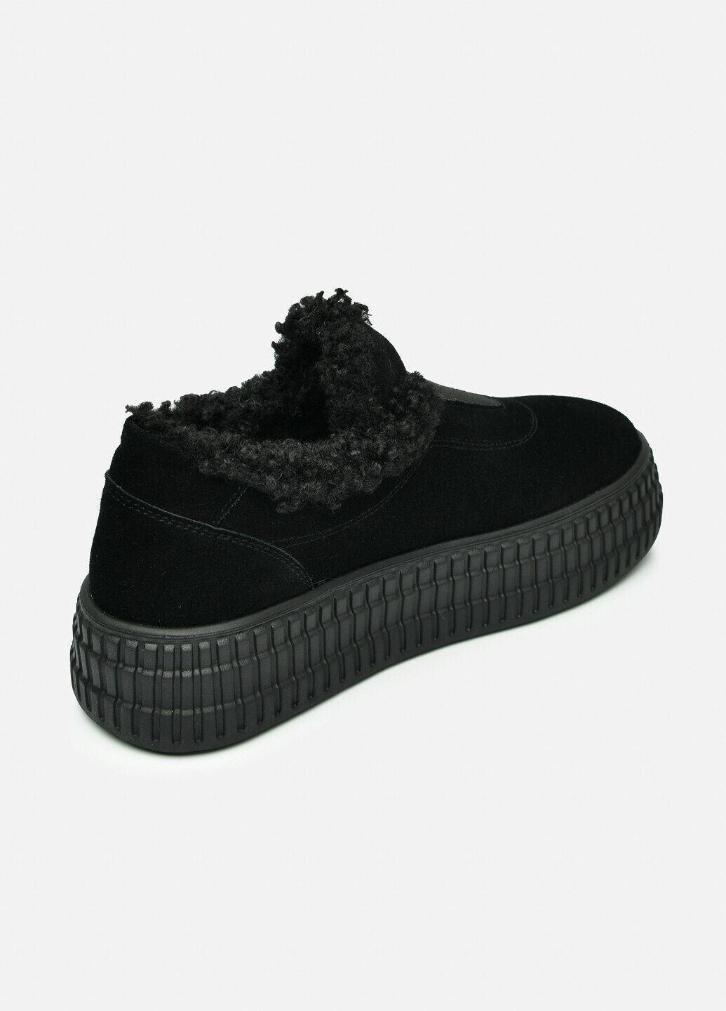 Короткие замшевые угги черного цвета с меховой опушкой и высокой подошвой (отшив 3 дня) Paradize (370913156)