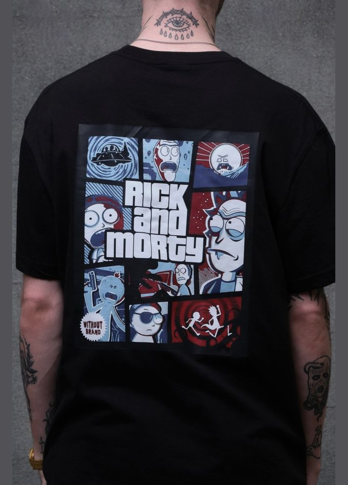 Оверсайз футболка с принтом rick and morty Black Without (325989505)
