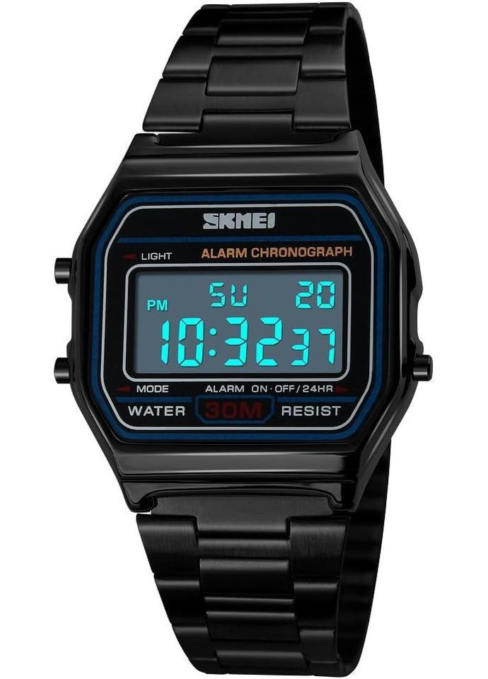 Часы наручные электронные Skmei 1123BK Black черный ретро стиль подсветки календарь No Brand (356111782)