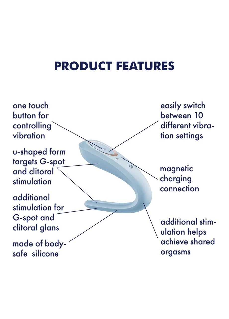 Вібратор для пар Double Classic Light Blue з одним моторчиком Satisfyer (385626529)