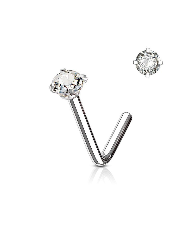 Сережки для пірсингу носа NOL04-20-C з фіанітом (Колір: Прозорий) Spikes (333698529)
