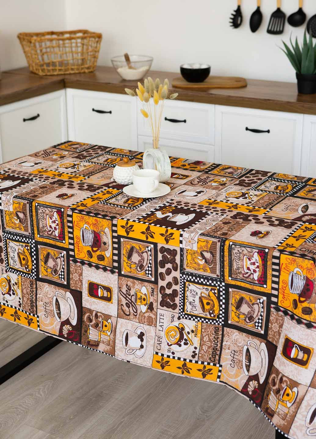 Скатерть льняная "Кофе темное" 1.5м х 1.8м (средний стол) Homedec - (297082869)