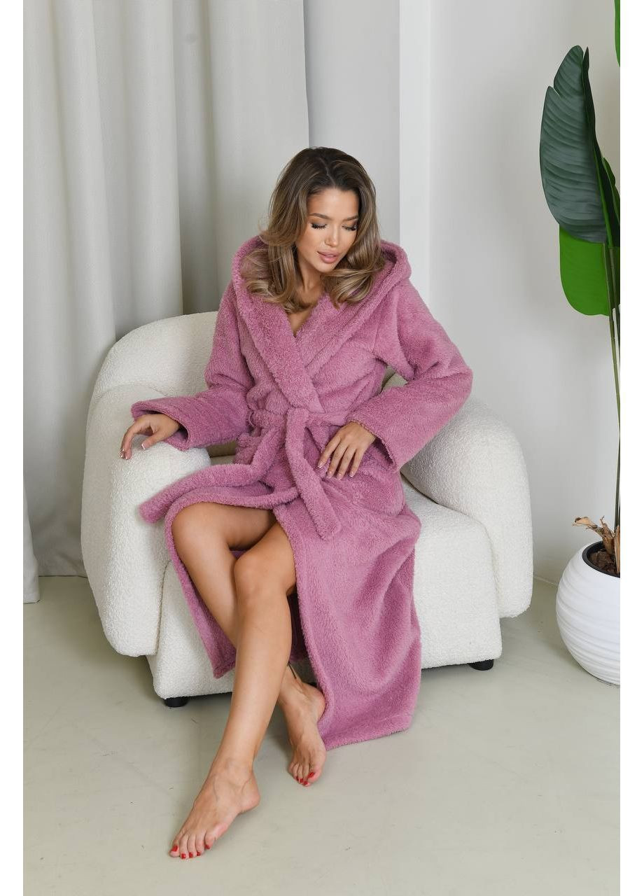 Жіночий теплий махровий халат довгий із капюшоном Nositi (365701137)