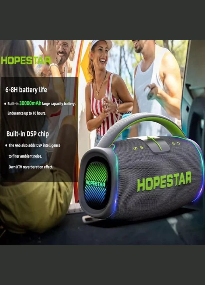 Бездротова акустика Bluetooth 300 Вт мікрофон 30000 мАг чорний (2390000016) Hopestar A65 (341089761)