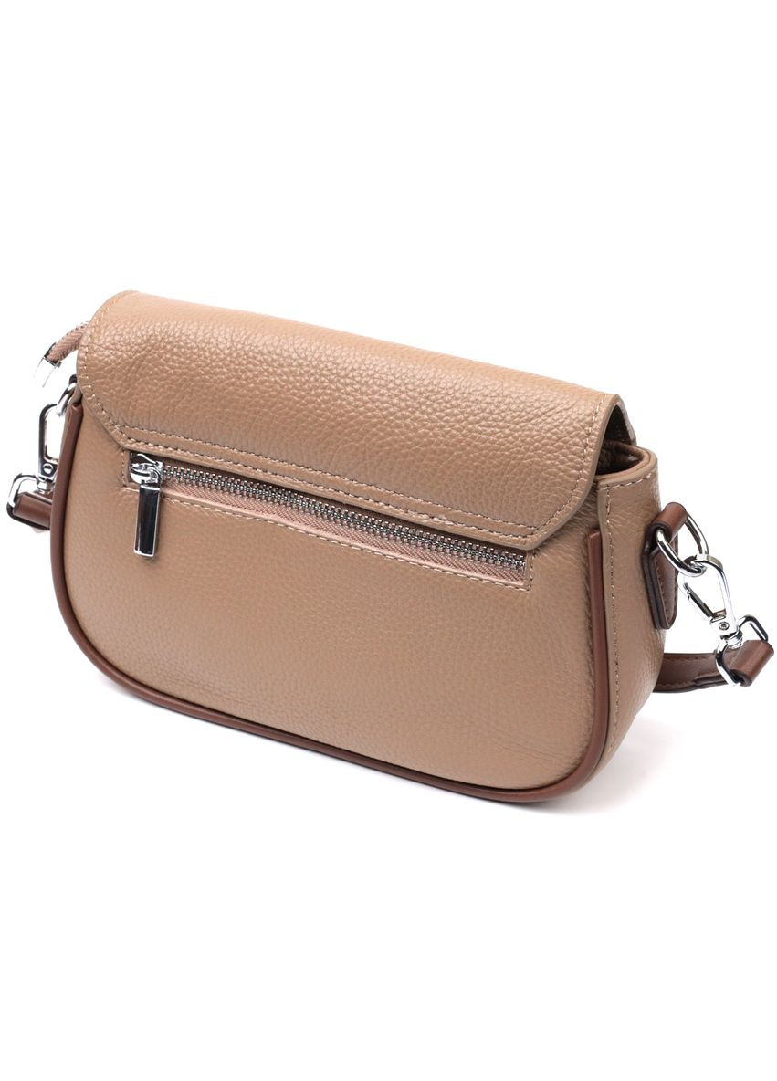 Жіноча напівкругла сумка з цікавим магнітом-засувкою з натуральної шкіри бежева 22440 Vintage (329196682)