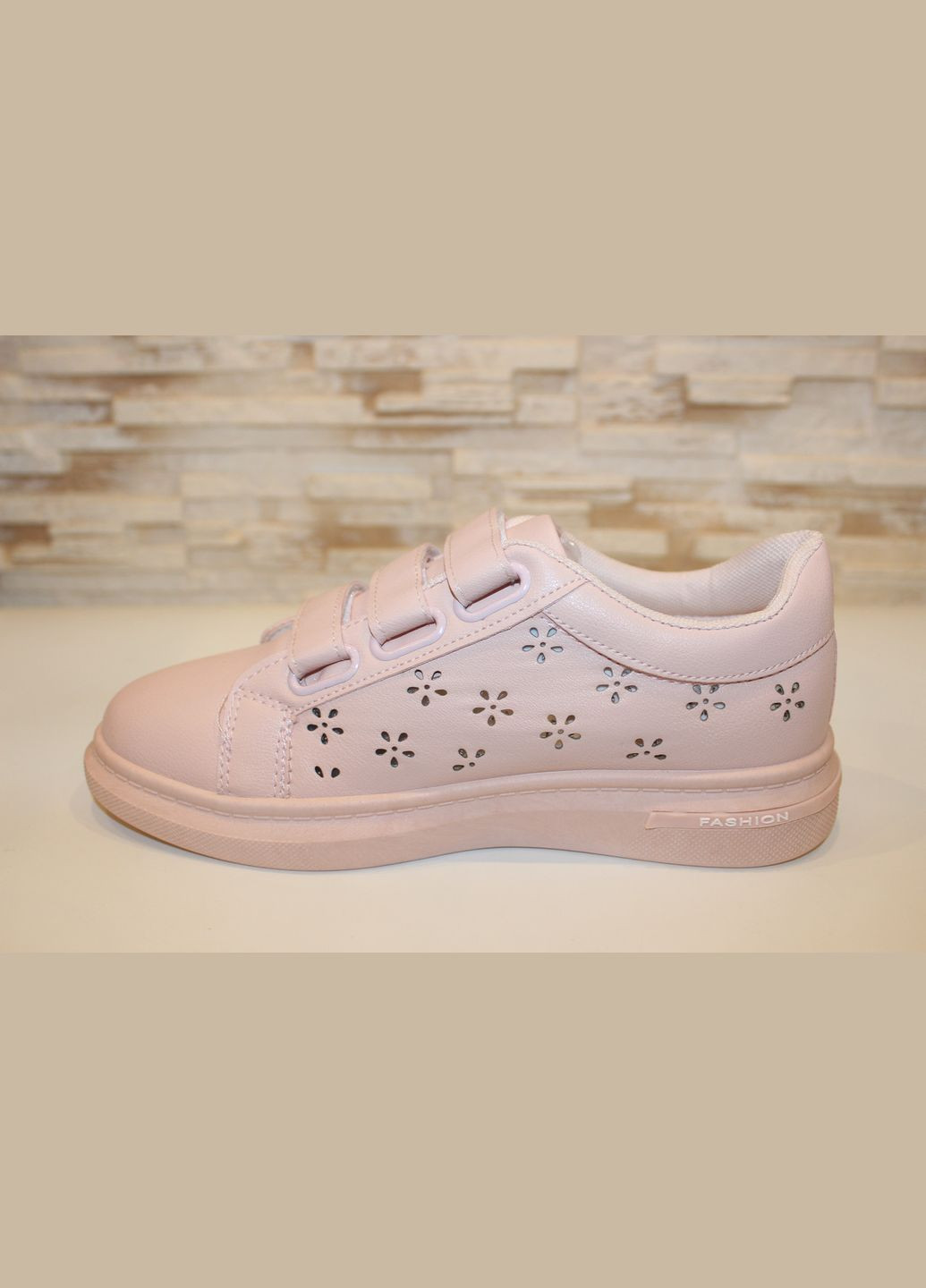 Розовые кеды женские розового цвета на липучках No Brand Кеди жіночі