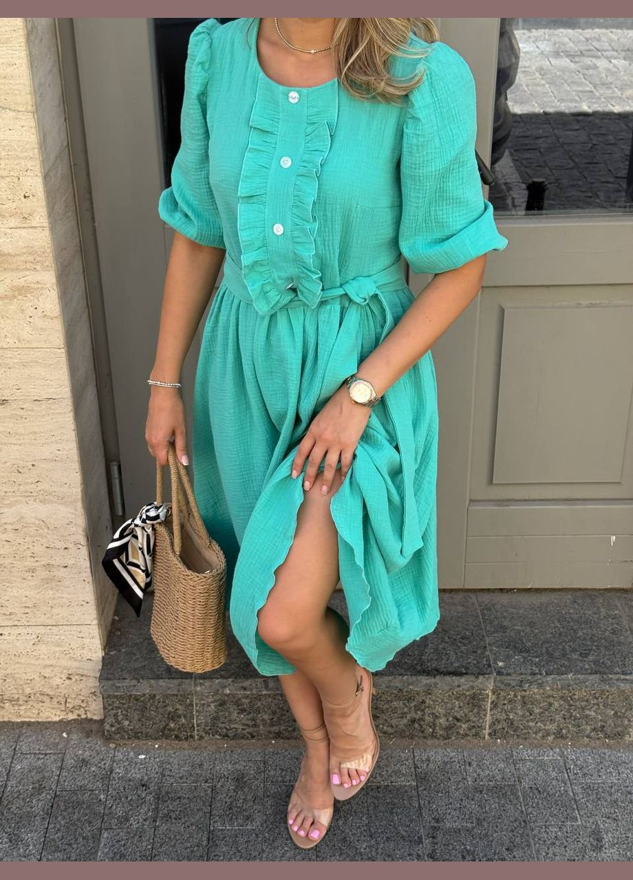 М'ятна кежуал сукня No Brand однотонна