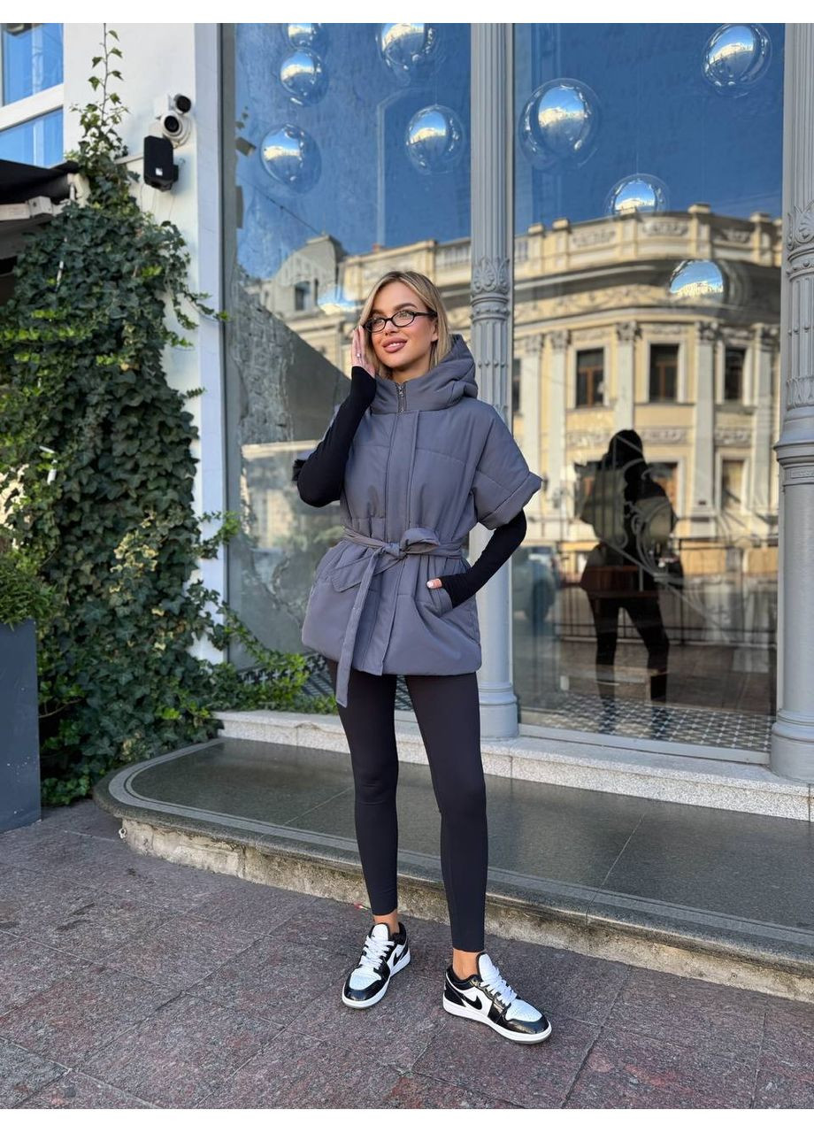 Жилет женский с поясом и капюшоном (Замеры в описании) GD/GL Модний простір (366883267)