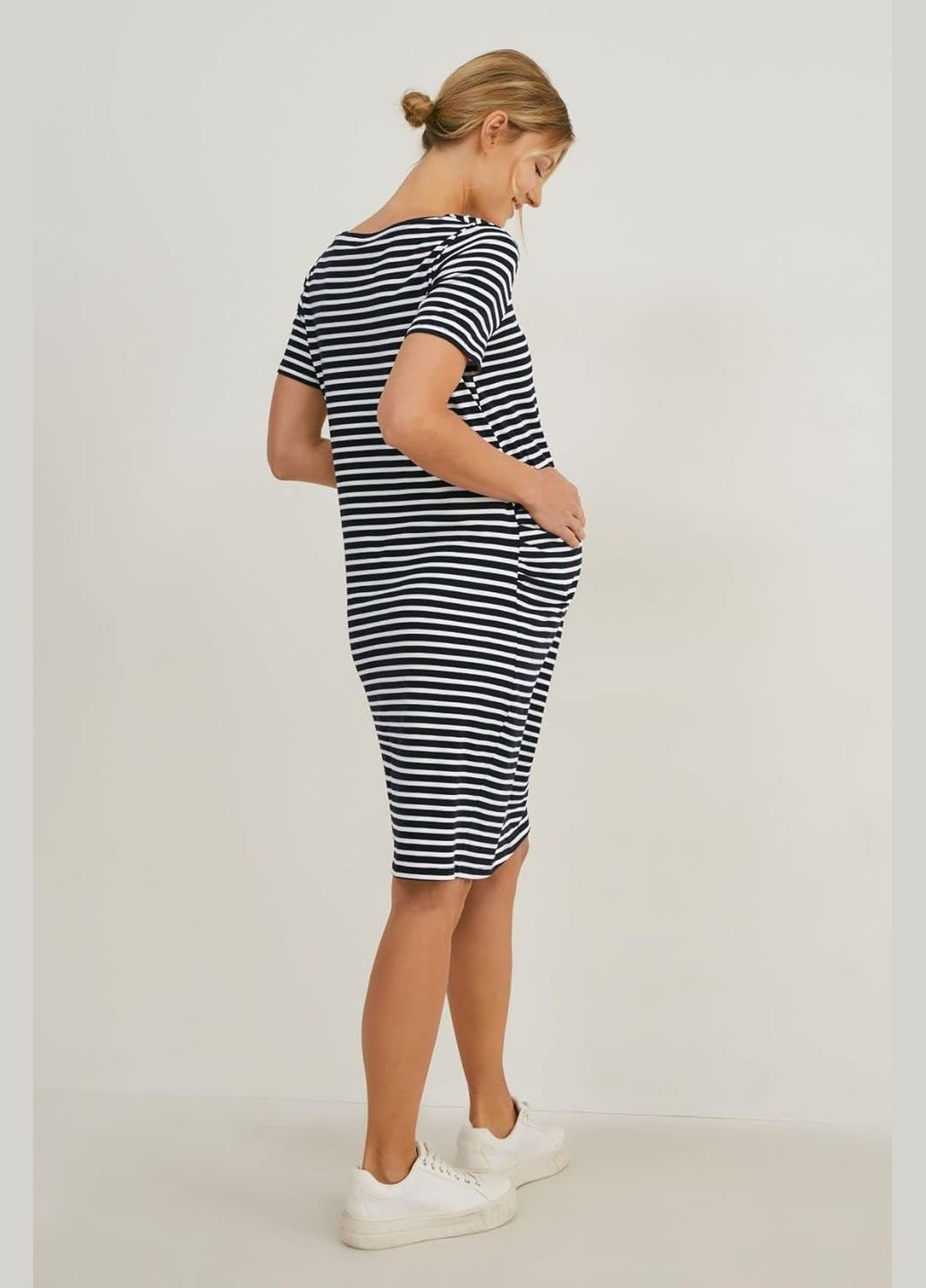 Комбинированное кэжуал платье-футболка для беременных C&A однотонное