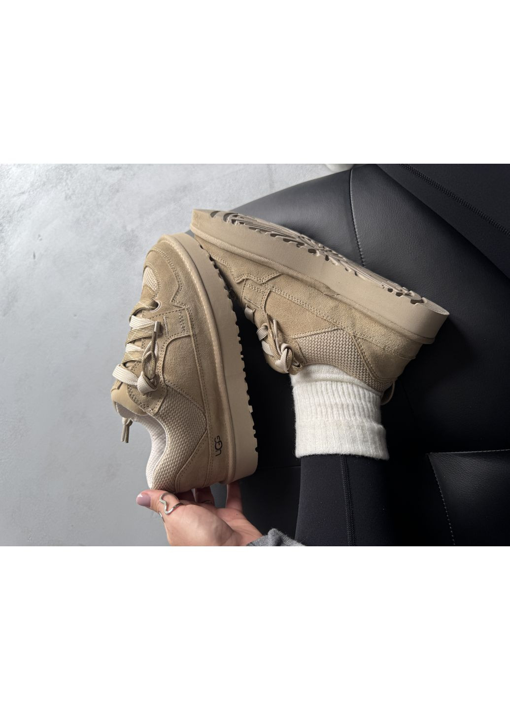Кроссовки женские UGG Lowmel Sneaker Cream| Угі Лоумел бежевые демисезоны (372795590)