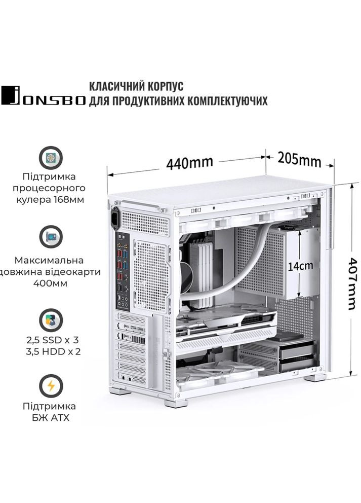 Корпус D41 MESH SC White Jonsbo (313403744)