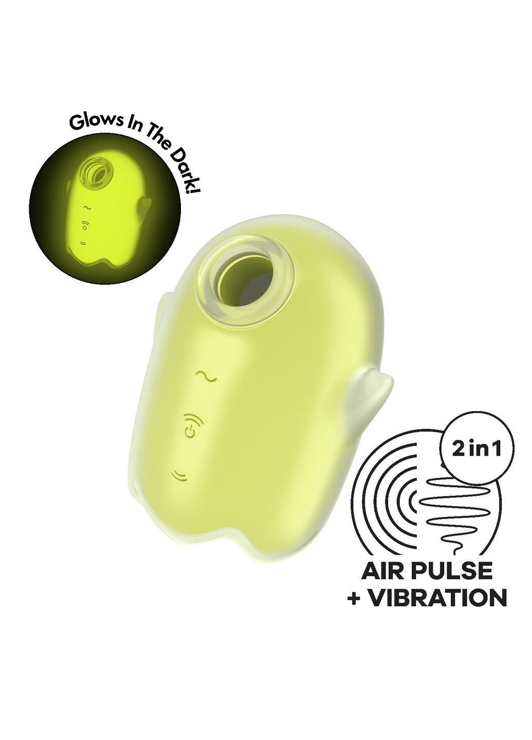 Вакуумный клиторальный стимулятор с вибрацией Glowing Ghost Yellow, светится в темноте Satisfyer (333332565)