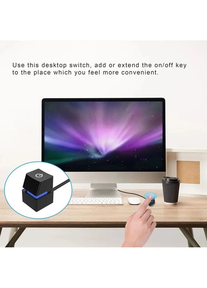 Зовнішня кнопка увімкнення ПК з LED-підсвіткою TEUCER Квдратна кабель 2 м No Brand (371808213)