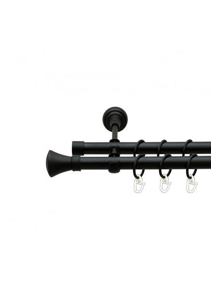 Карниз для штор Колозео металевий дворядний гладка труба кільце металеве Чорний 19\19 мм 200см ORVIT (299334722)