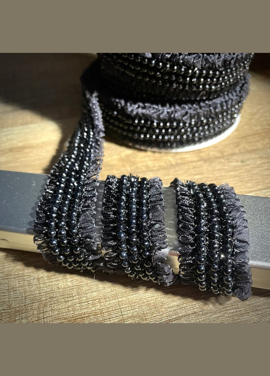Бусы на тесьме декоративные черные 25 мм пог. м. No Brand (329743668)