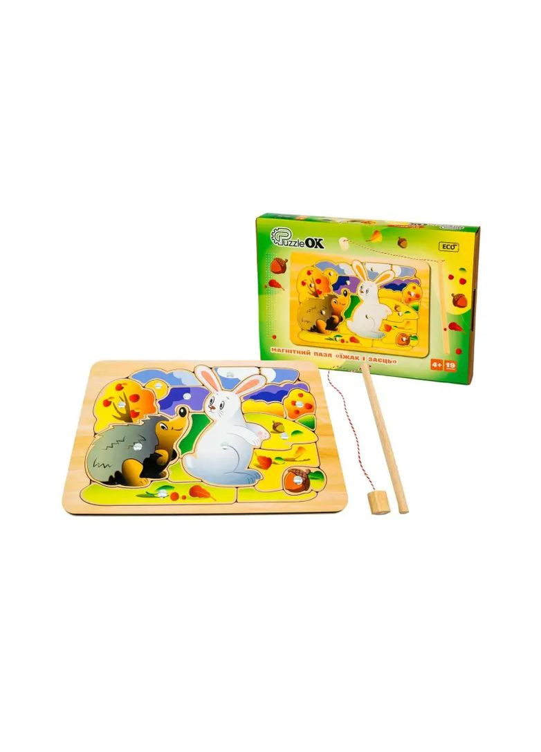 Пазл-сортер магнітний дерев'яний Їжак і Заєць 3+ в асортименті Puz-14475 PuzzleOK Дер4199 (370654478)