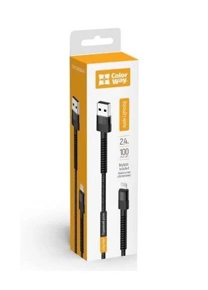 Кабель USB AM - Lightning, 1 м, Black,, 2.4A (CW-CBUL063-BK) CW-CBUL063-BK Colorway (395338879)
