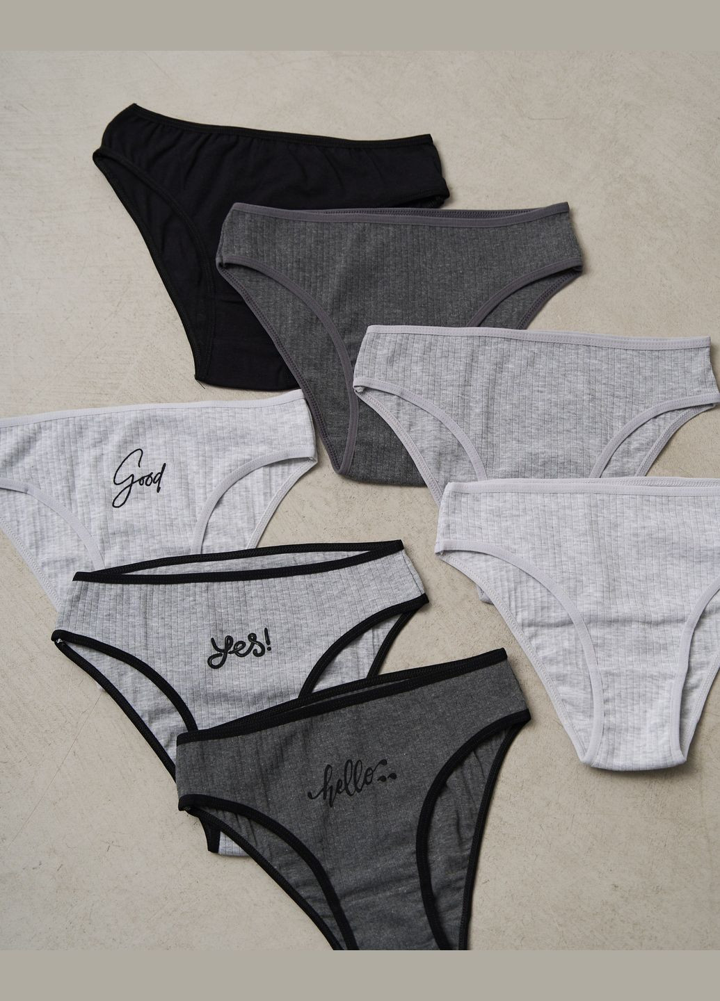 Набор трусиков женских неделька в рубчик в серых оттенках 7 шт Nicoletta (303617403)