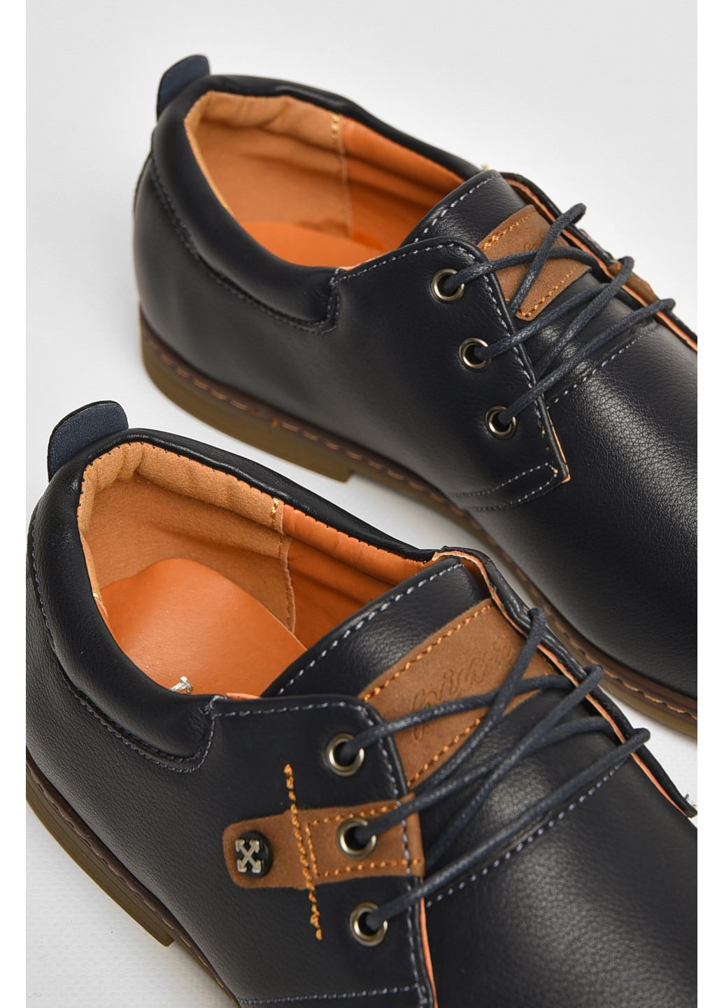 Темно-синие джинсовые туфли мужские темно-синего цвета Let's Shop на шнурках