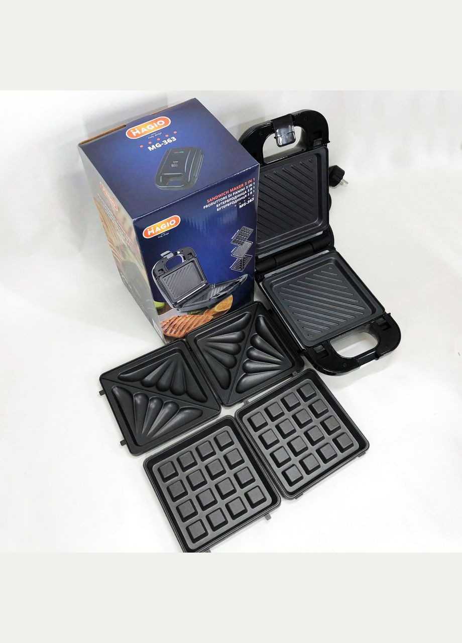 Мультимейкер (бутербродница-вафельница-гриль) MG-363, Бутербродница 4в1, Сэндвичница, Мультимейкер Magio (364663689)