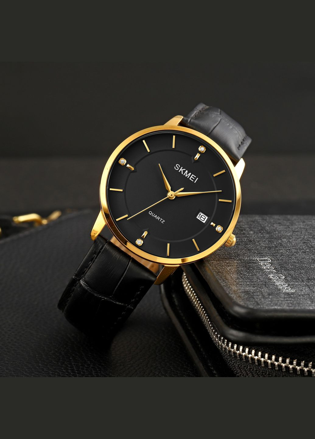 1801LGDBK Gold-Black Leather Skmei (372945142)