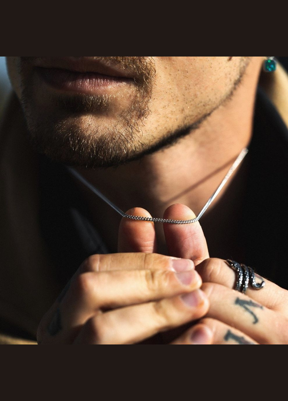 Чоловічий металевий срібний ланцюжок на шию з нержавіючої сталі, підвіска 3 мм No Brand (328048524)