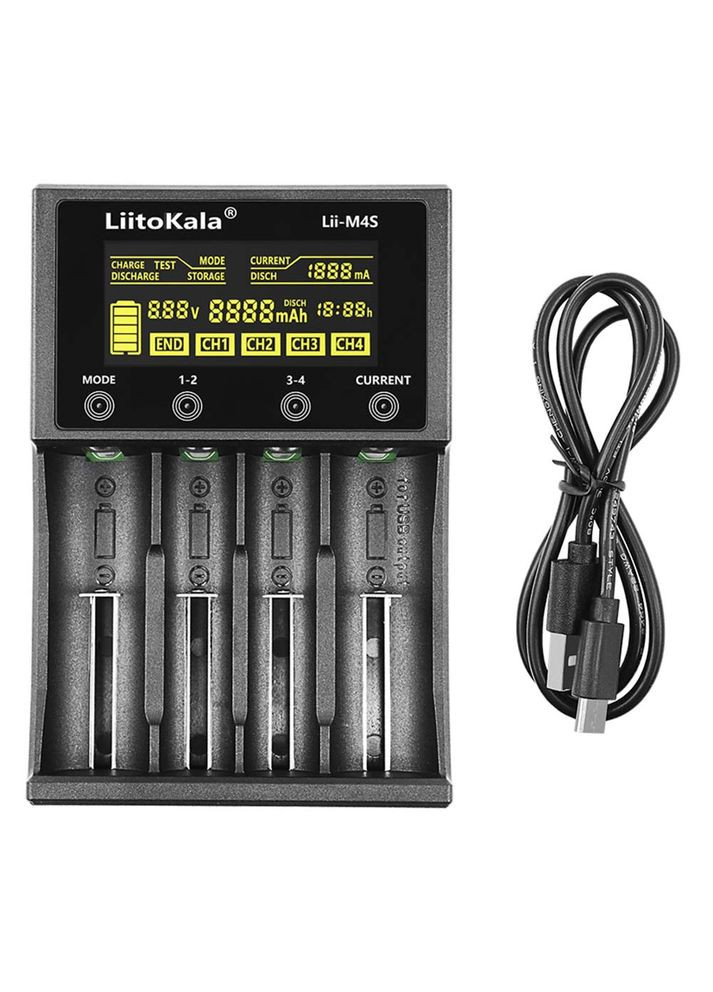 Інтелектуальний зарядний пристрій LiiM4S для 18650, AA, AAA Li-Ion, LiFePO4, Ni-MH/Cd + PowerBank LiitoKala (273255456)
