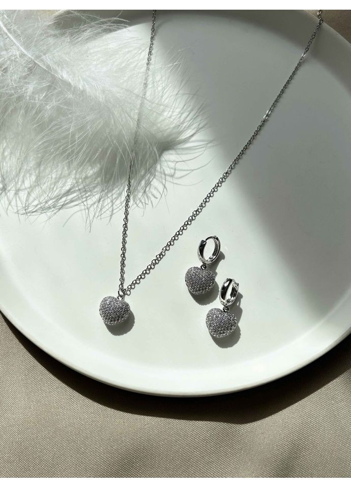 Цепочка под серебро с блестящим сердцем 5571 LeBijou (368559145)