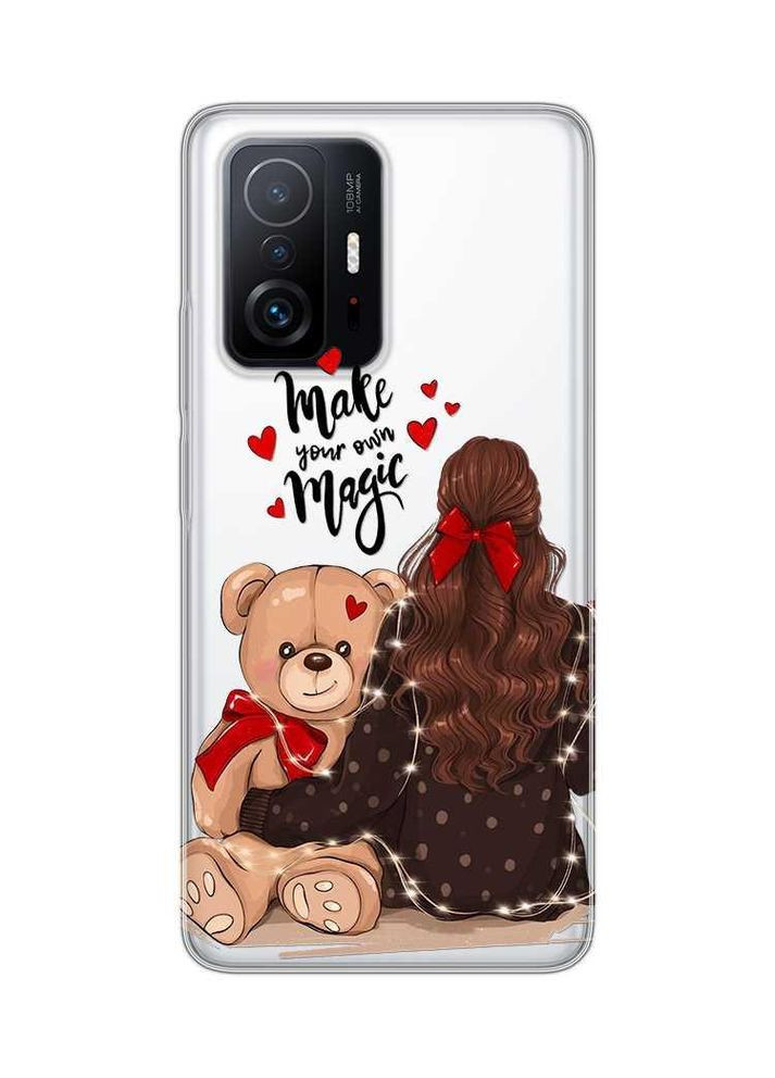 Прозорий чохол на Xiaomi 11T Дівчина з ведмедиком (принт 188) Creative (359483904)