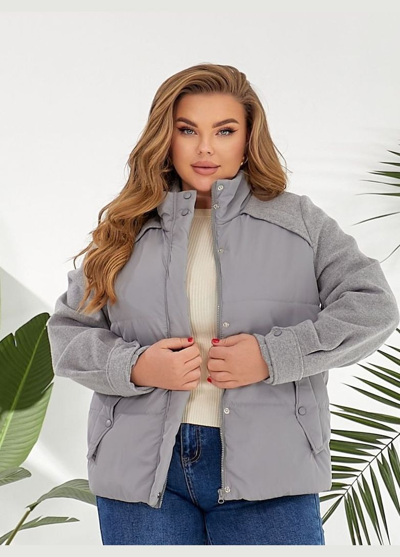 Серая демисезонная женская весенняя куртка короткая No Brand