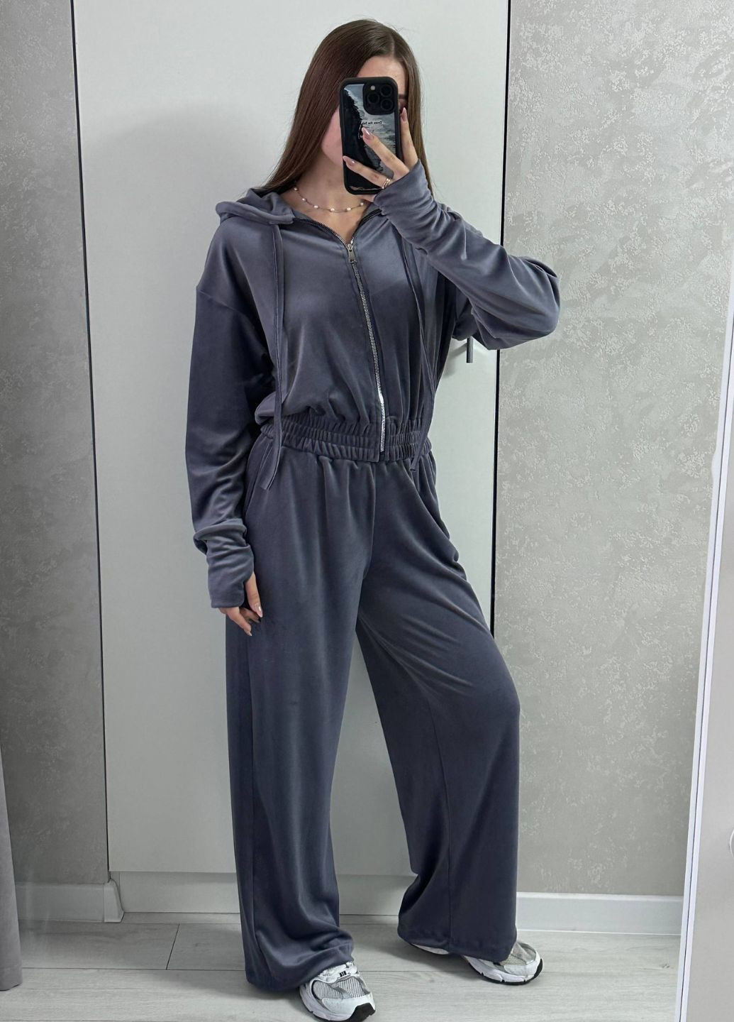 Базовий повсякденний демісезонний костюм двійка: вкорочений худі на блискавці + штани Tik-Tak (362539200)