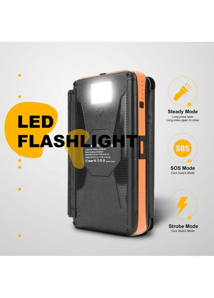 УМБ VHG Solar Power Bank DN38 20000 mAh 4 panel Orange Samsung (366664682)