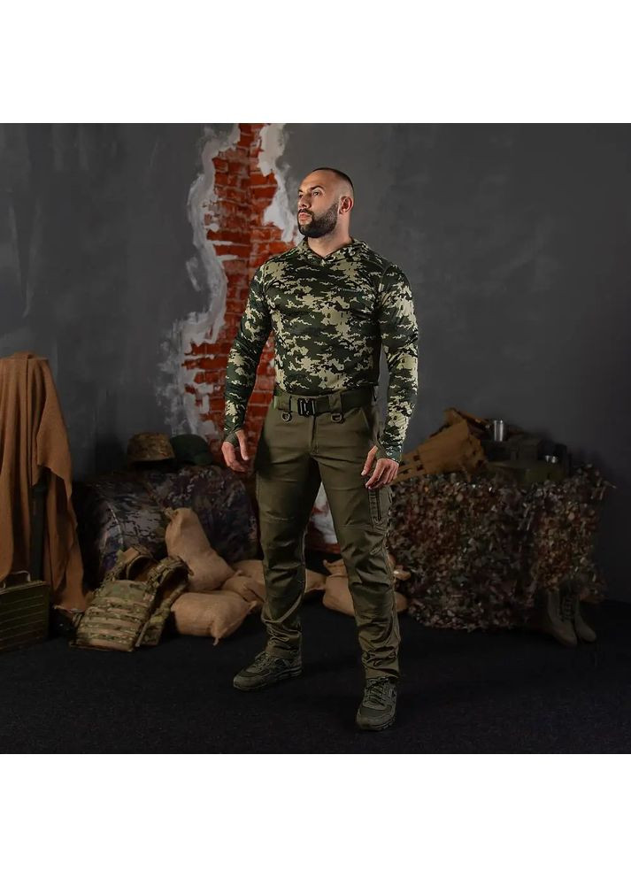 Зеленая лонгслив chiton air hood pixel green Camotec