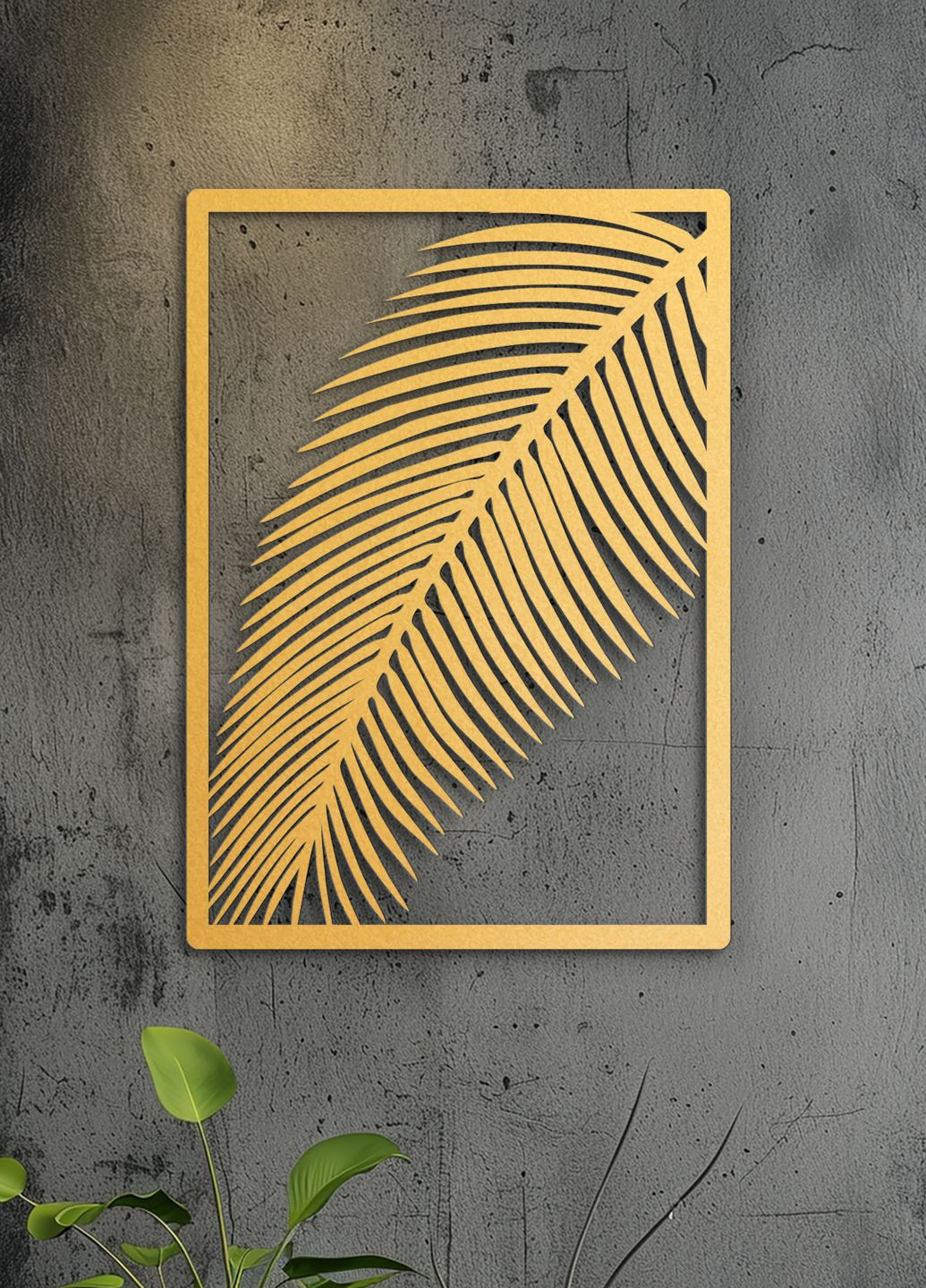 Настінний декор для дому, картина лофт "Пальмовий листок", декоративне панно 35х25 см Woodyard (292113157)
