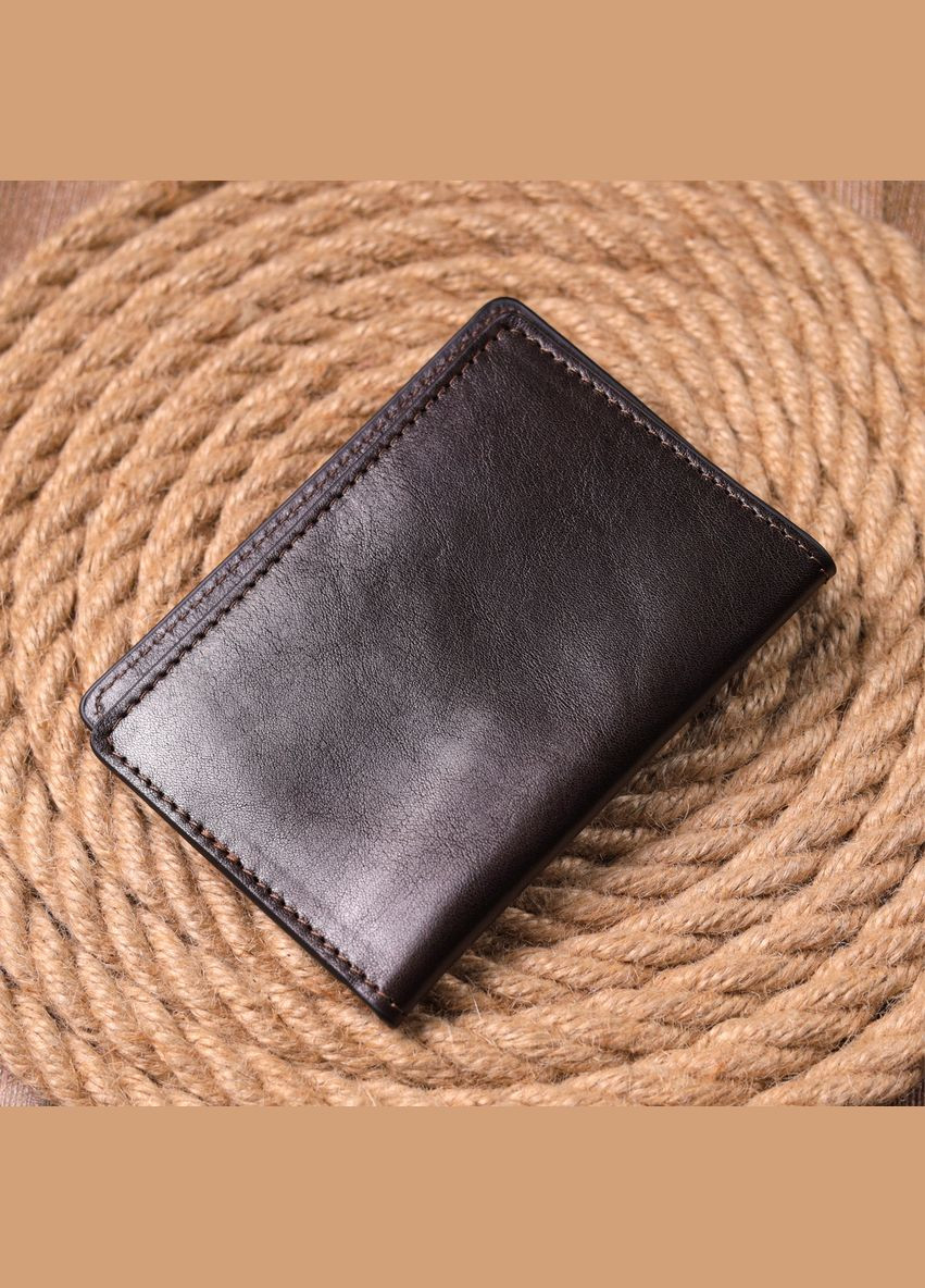 Обложка из глянцевой кожи на военный билет Тризуб ЗСУ 16748 Коричневая Grande Pelle (331913531)