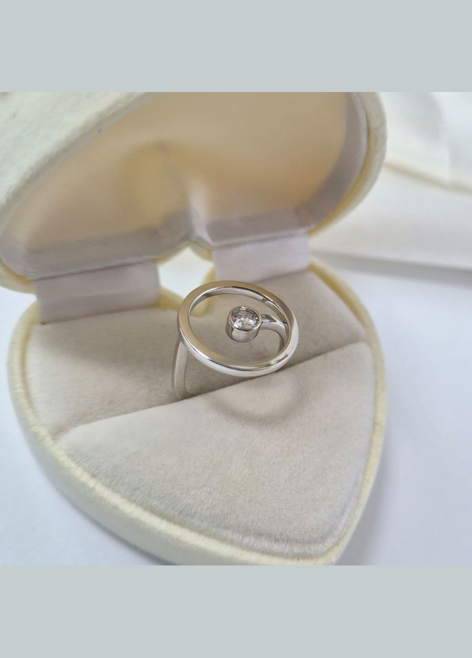 Срібна каблучка Коло з Білим каменем 17.5 розмір срібло 925 проби Родоване л026р 3.06г No Brand (335053825)